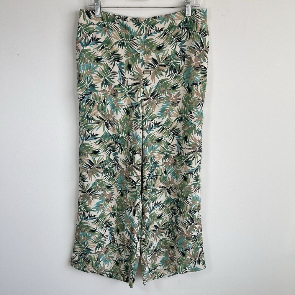 J.Jill Wearever Collection Tropical Wide Leg‎ Pull On Pants Easy Care M Tall